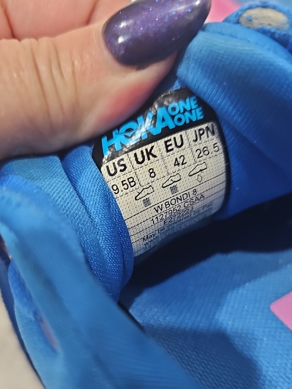 Women's Size 9.5 B Hoka Clifton Running Sneakers Blue Pink - Picture 12 of 12